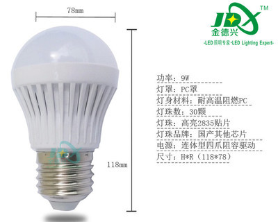 深圳市金德興照明 12W超亮E27螺口LED球泡燈，節能批發熱銷之選